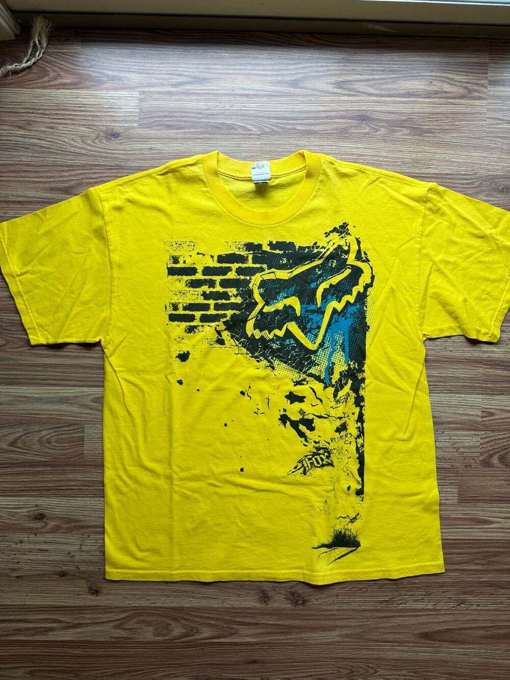 Vintage Y2K Fox Racing Yellow Graphic T-Shirt XL